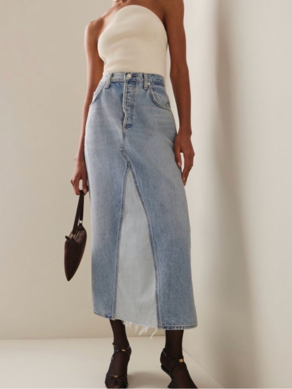 Citizens of Humanity Park Reworked Denim Midi Skirt